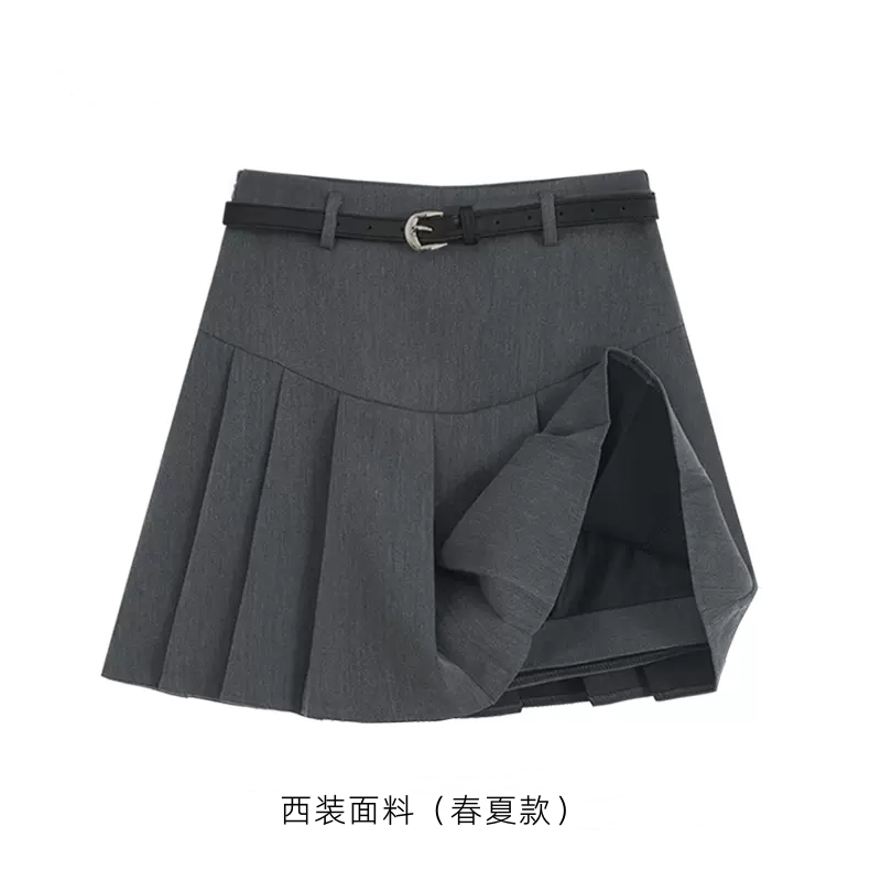 灰色百褶裙短裙女2025新款春夏小个子高腰显瘦a字百搭半身裙女潮