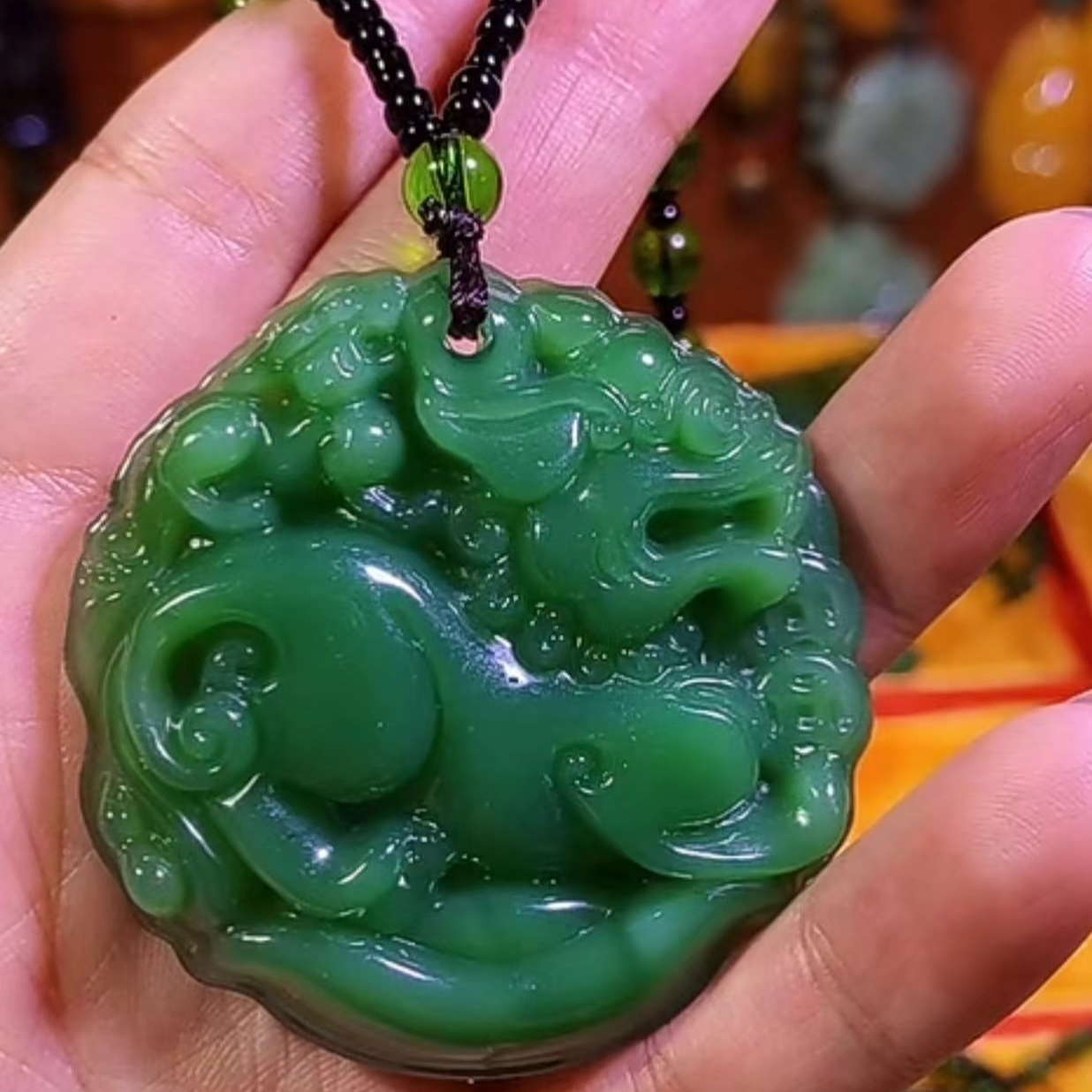  11深绿色双面貔貅时尚百搭