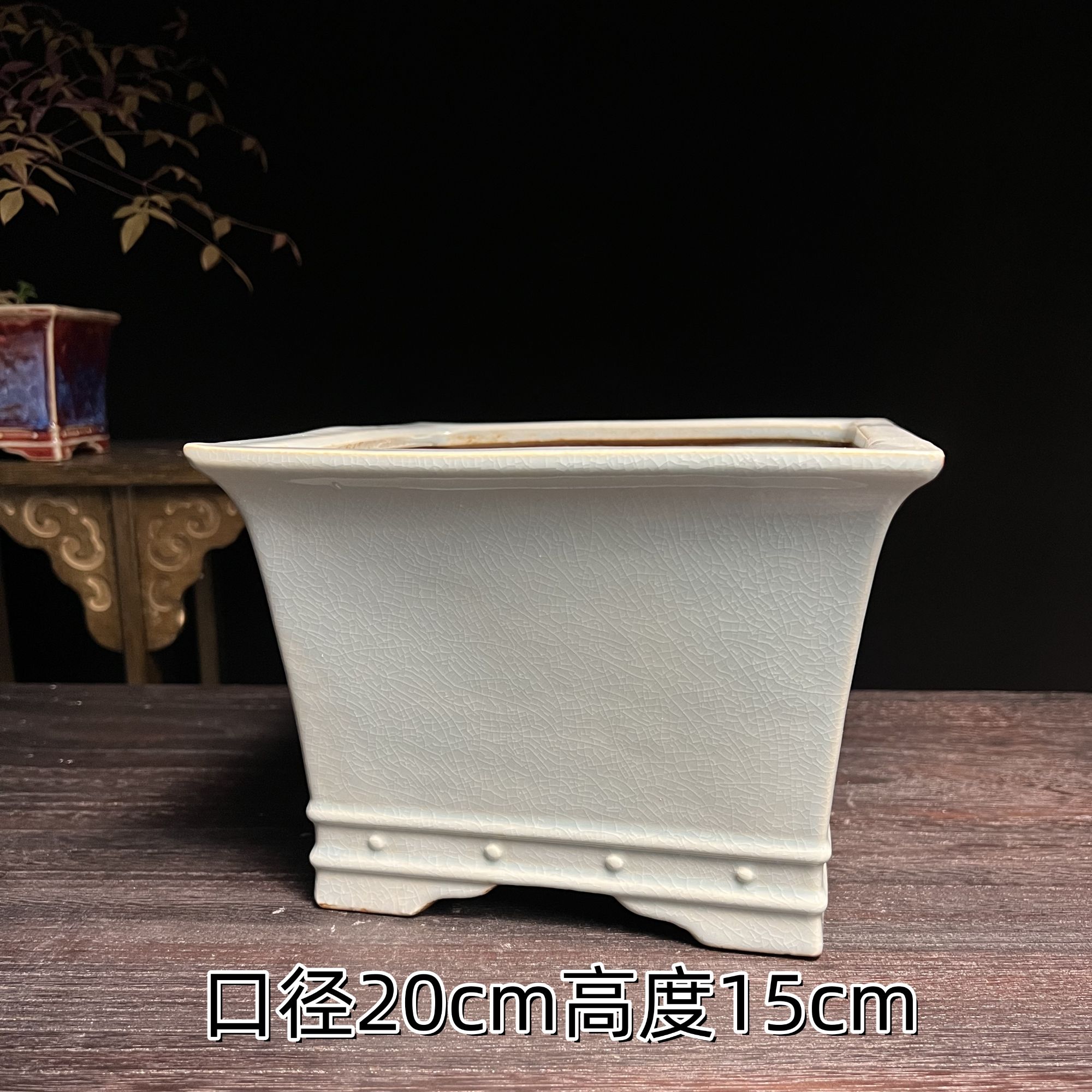 四方造景花盆陶瓷中式绿植黄杨竹子金弹子三角梅专用盆景盆