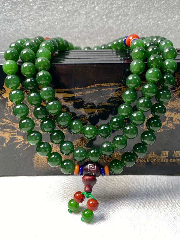碧玉手持和田碧玉108粒8mm手持