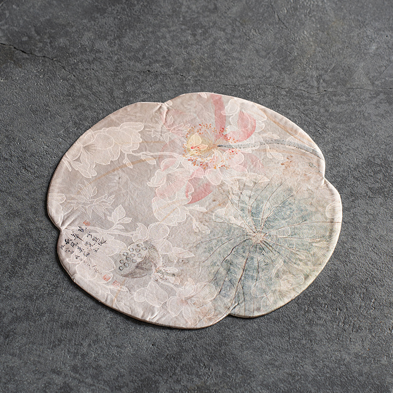 【小扬哥推荐】布艺圆形干泡茶席垫子椭圆中式海棠禅意双面隔热复