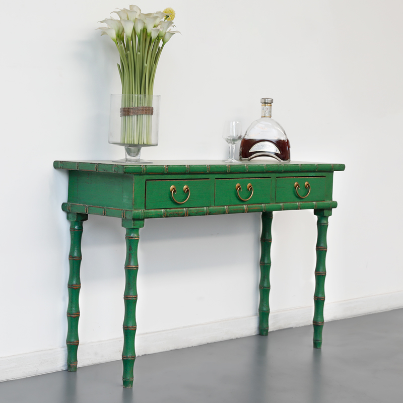 复古做旧松木书桌多功能家具简约办公电脑台竹节设计玄关实木条案