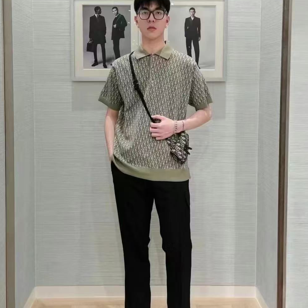 全新未使用 DIOR/迪奥 Logo满印休闲短袖Polo衫T恤/M码