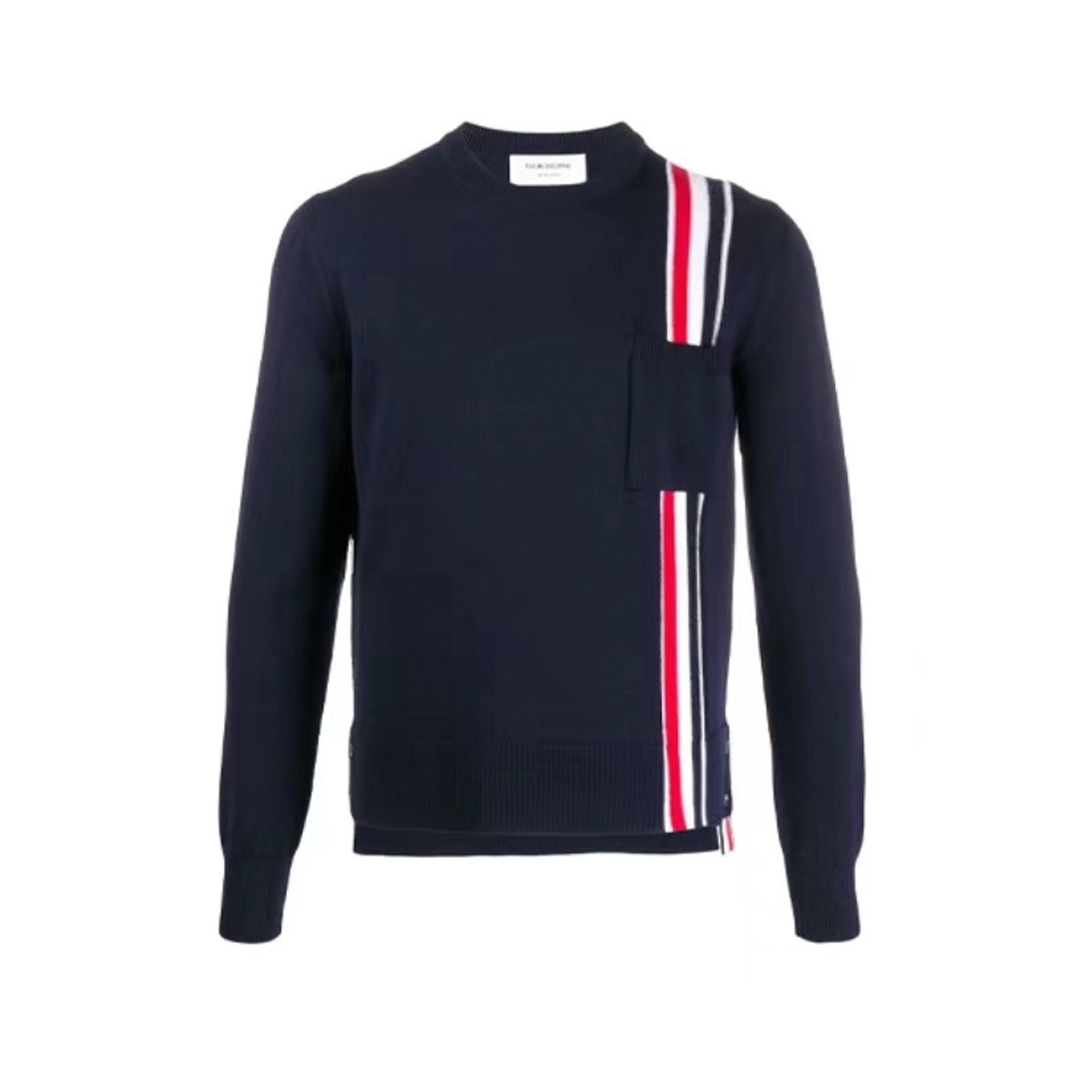 全新未使用 THOMBROWNE 三色条纹嵌花羊毛毛衣/1码