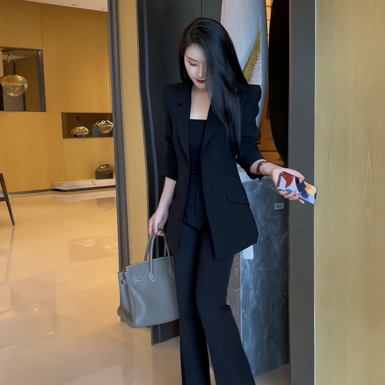 JIA SHI 黑色西装气质百搭显瘦时尚轻奢修身职业-WX007女士