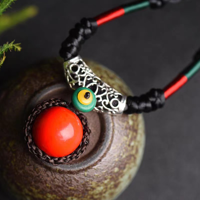 【小芳姐演绎用品店】民族风额链红球珠女简约短款复古百搭发饰