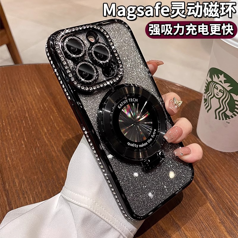 奢华钻苹果15手机壳磁吸iphone14promax女款13网红12全包11时尚