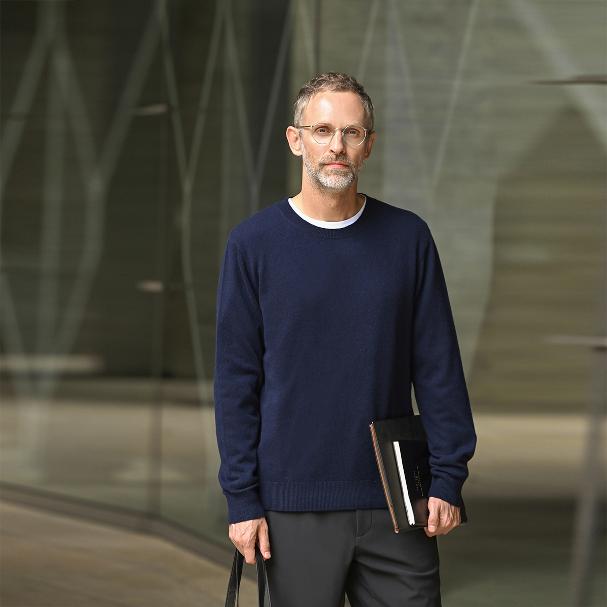 TWO PALMS 重磅羊绒毛衣男士羊毛衫 新款圆领针织衫内搭秋冬季