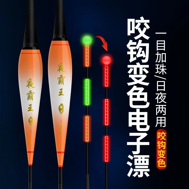 新款咬钩变色1目加珠夜光高灵敏野钓鲫鲤立式管装浅水浮漂拍一发2