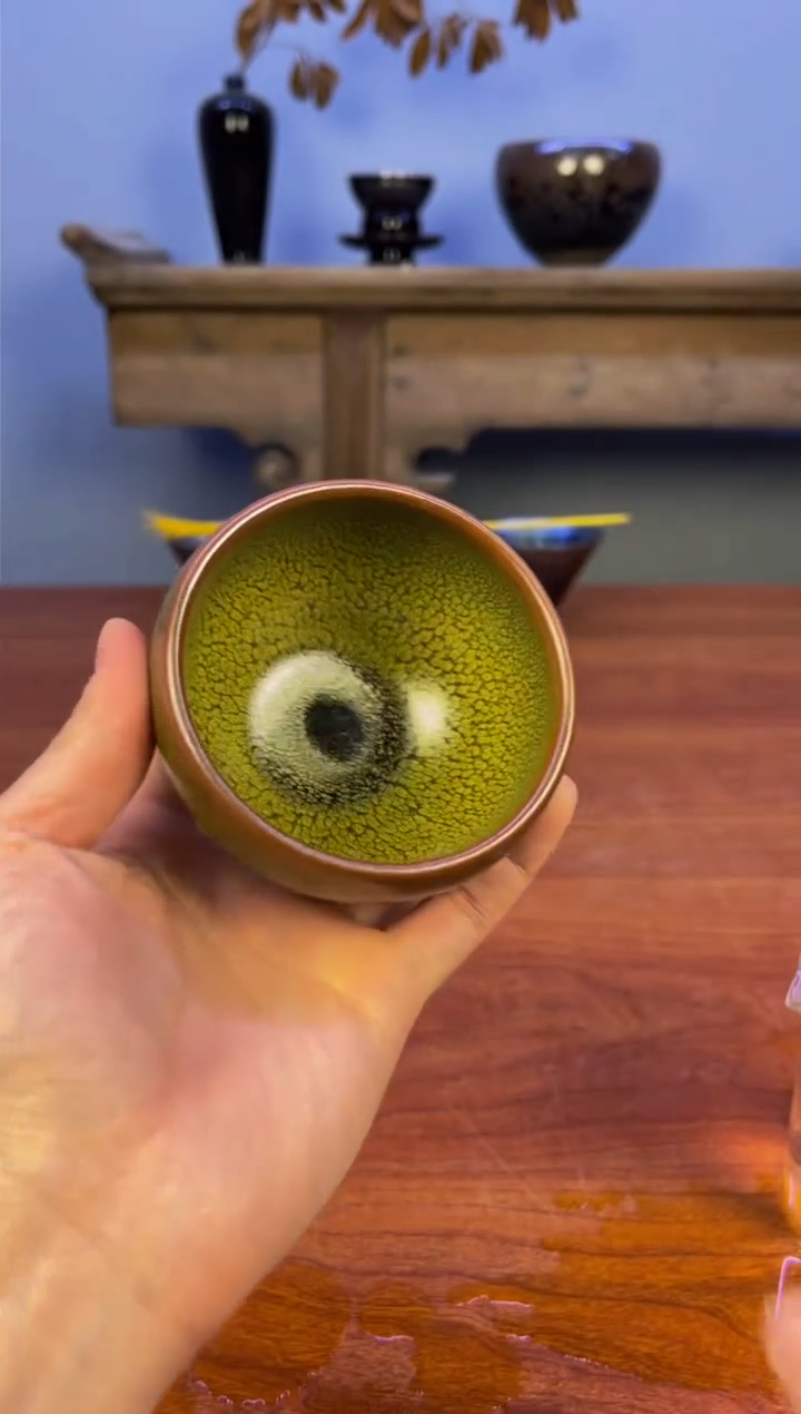 【闪购商品】瓷茶盏绿鹧鸪钵
