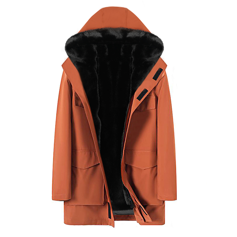 新款加厚冬季连帽男女同款派克服中长款可脱卸内胆加绒冲锋衣外套