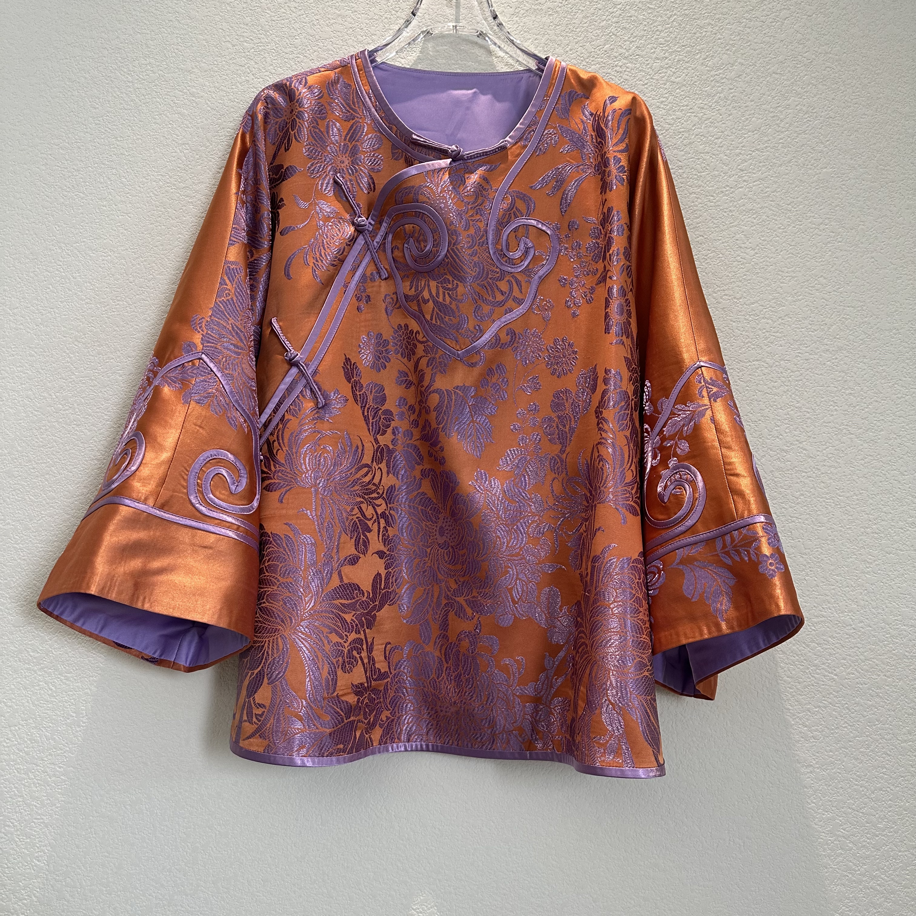 【仟玺】新中式老软缎唐装时尚白搭斜襟小姐姐服