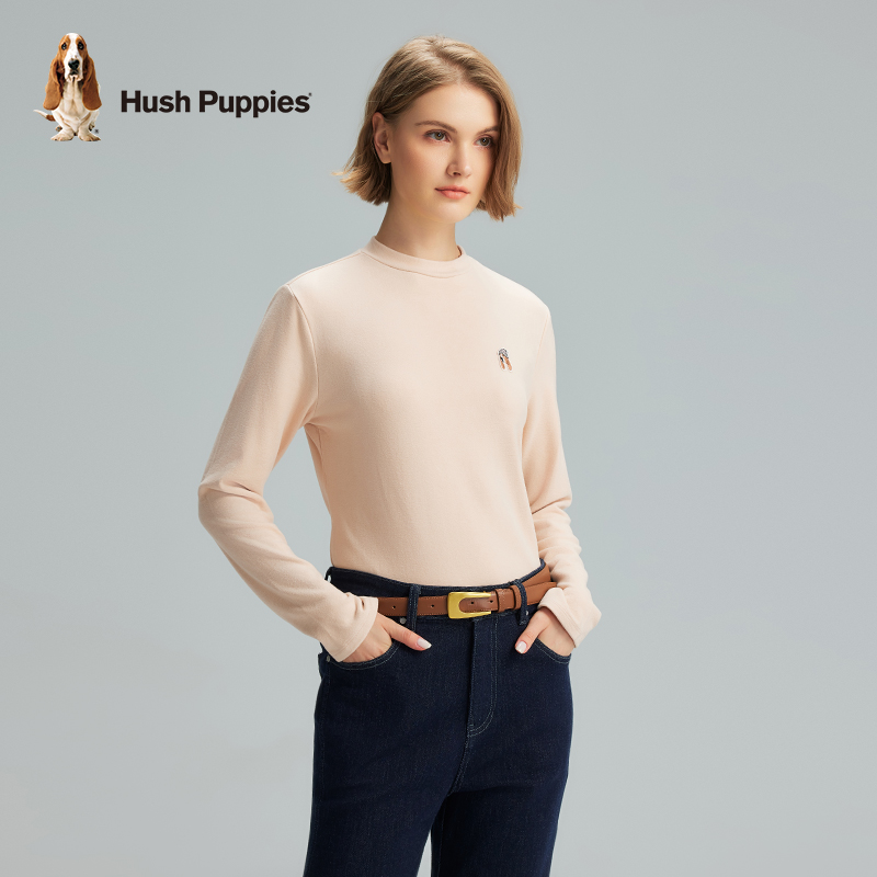 【舒滑垂坠】暇步士女装秋季立体圆领长袖抓绒打底衫HDFHC235073