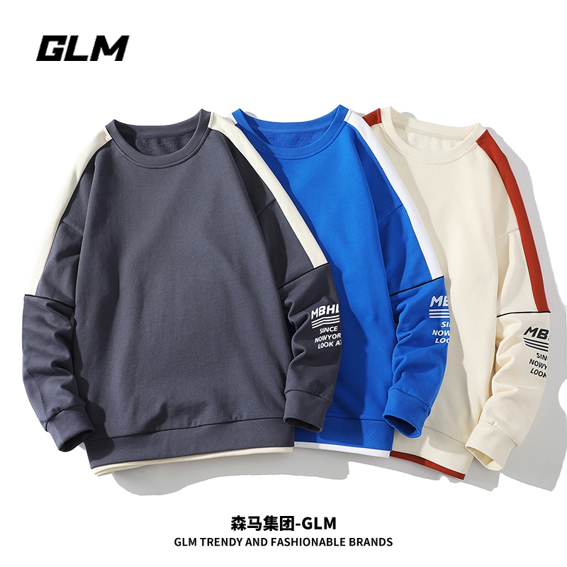 森馬集团GLM 圆领卫衣秋季新款男士长袖T恤运动休闲潮流学生上衣