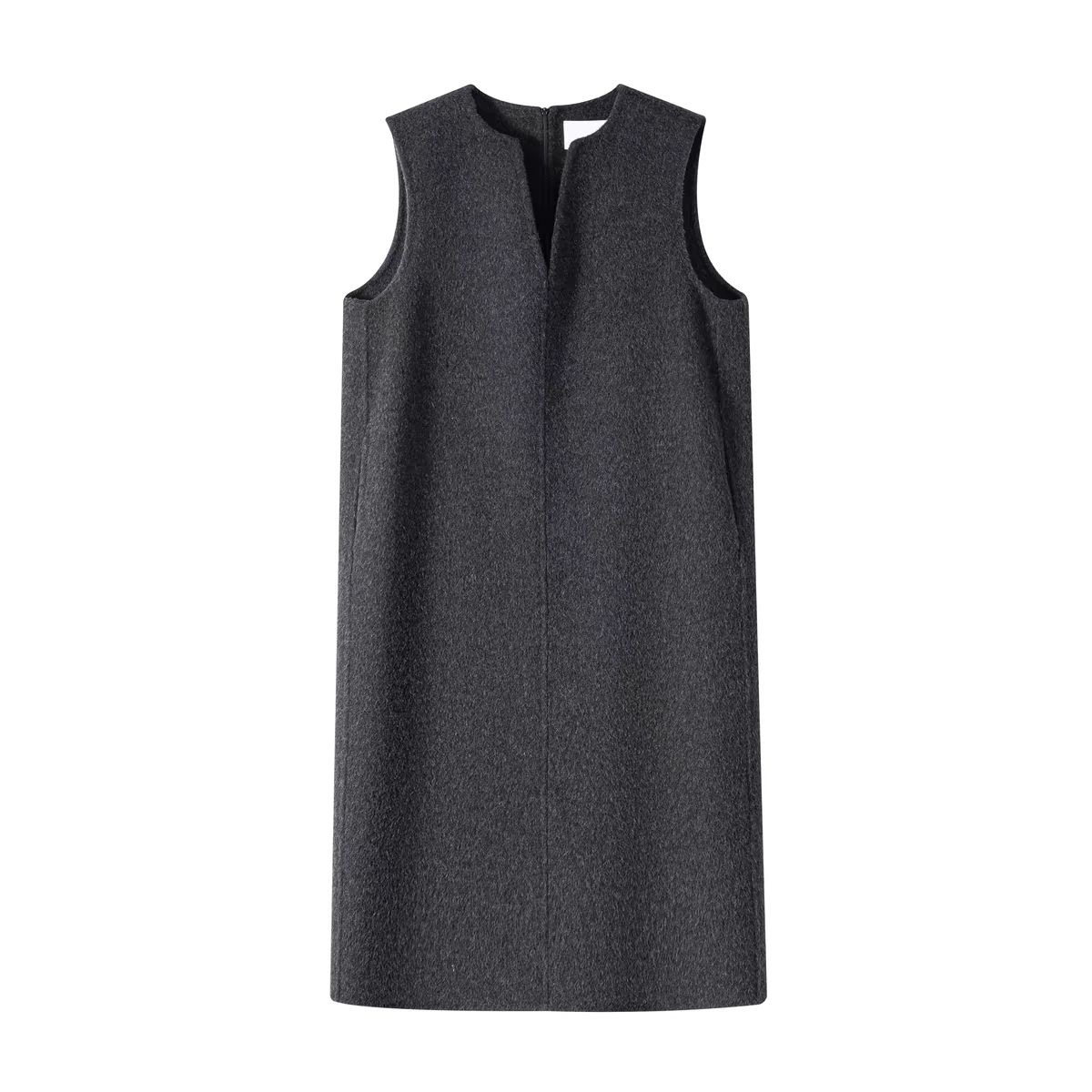 ziyang/孜洋双面羊毛秋冬双面呢新款背心马甲女装中长款V领无袖