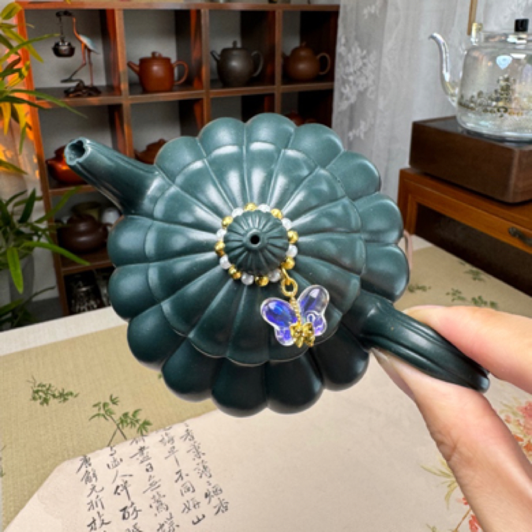 宜兴紫砂壶紫砂三厂民国绿泥菊瓣秋水手工制作家用茶具礼品新品