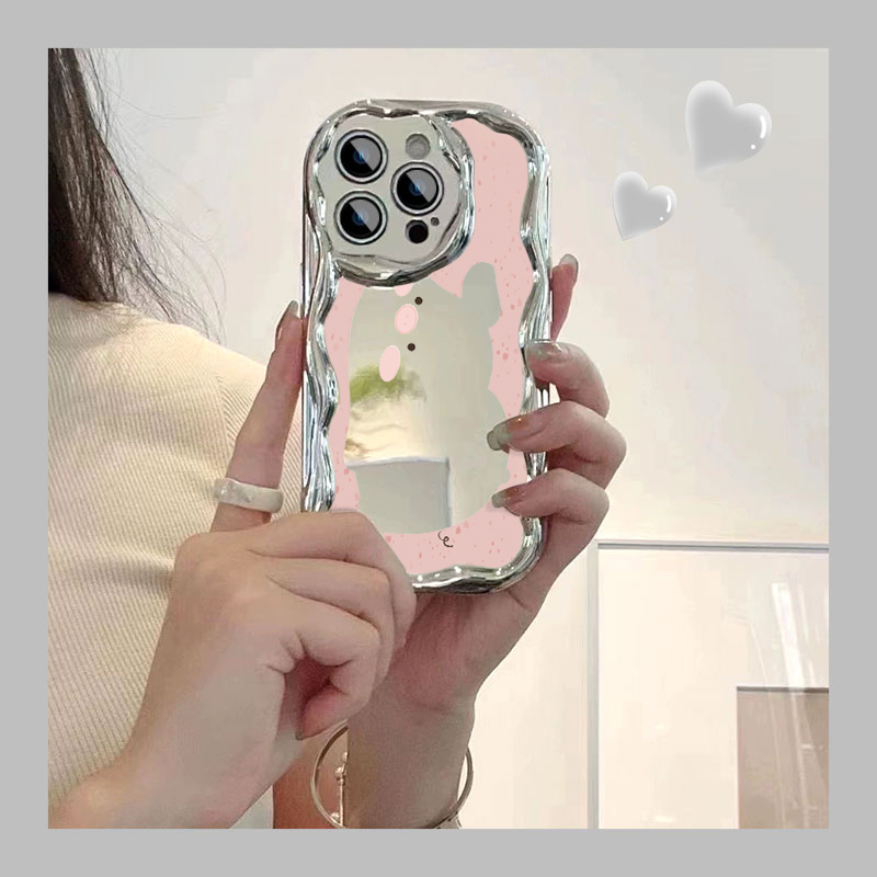 可爱小猪苹果15iPhone13华为mate60小米14电镀镜子曲边纹全包防摔