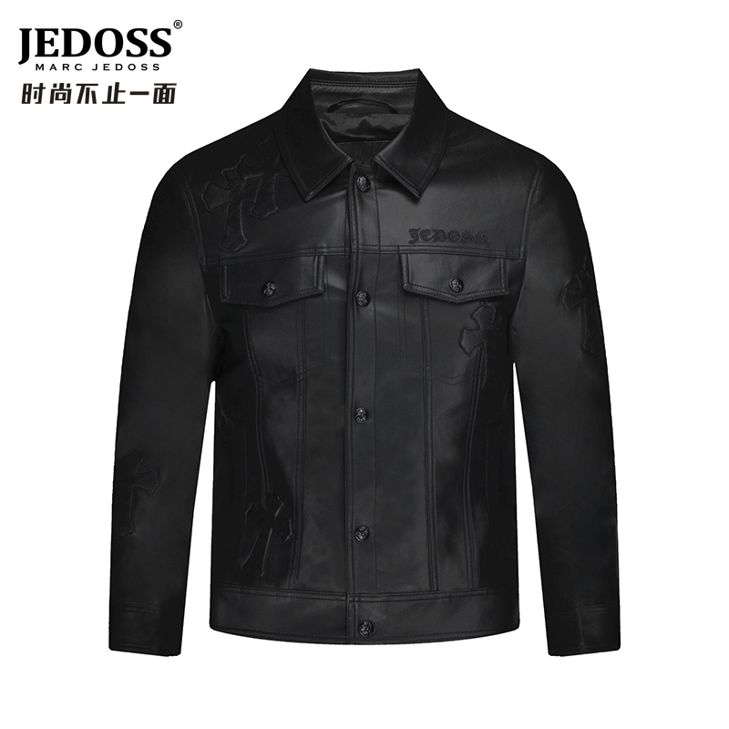 JEDOSS/爵迪斯男装秋冬锁温新款十字架立体贴布夹克外套HQ008