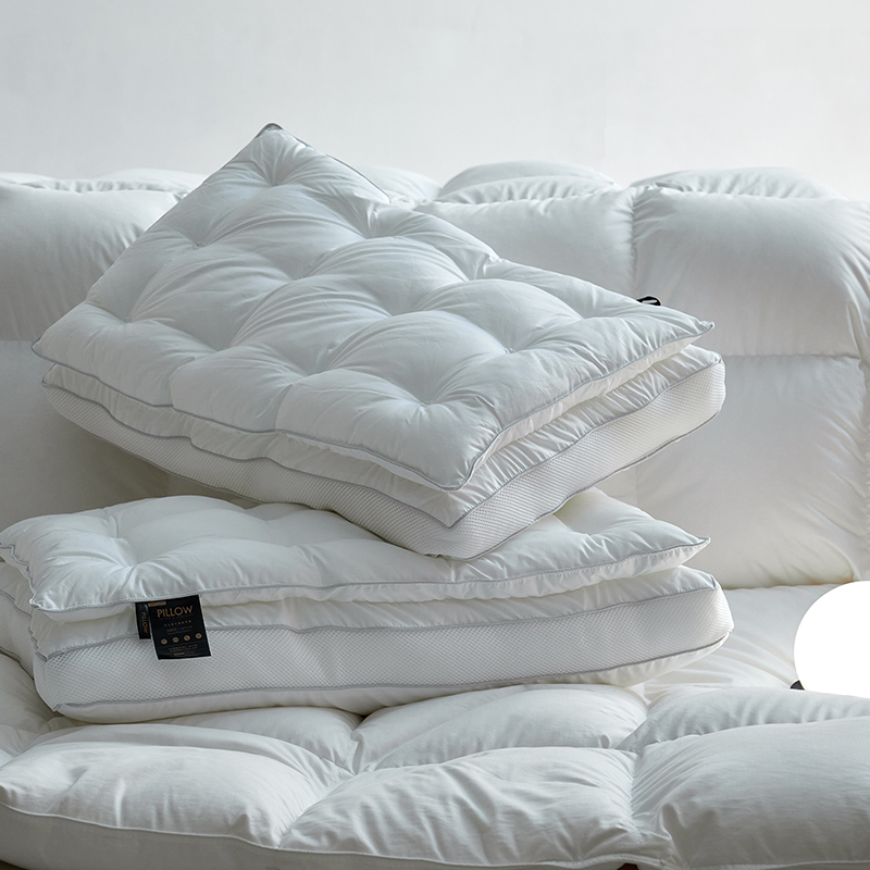 款花双层高羽丝绒枕高软枕头订花枕芯热款枕高端柔赛丝双重复合枕