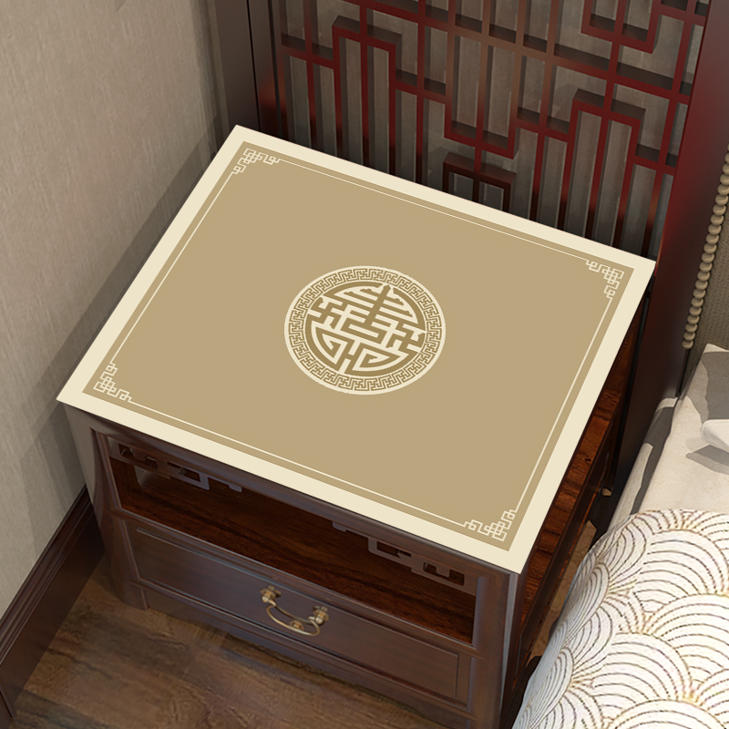 新中式床头柜台面垫子防水防烫桌布皮革桌垫布实木防尘盖布保护