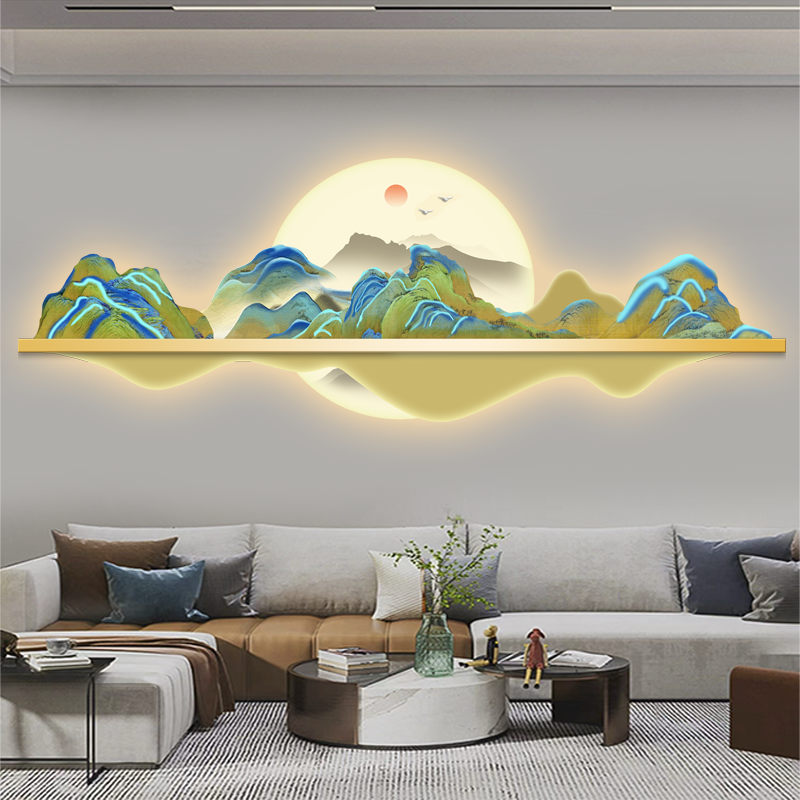 千里江山图壁画客厅墙装饰画新中式挂画沙发背景墙挂画壁饰山水画