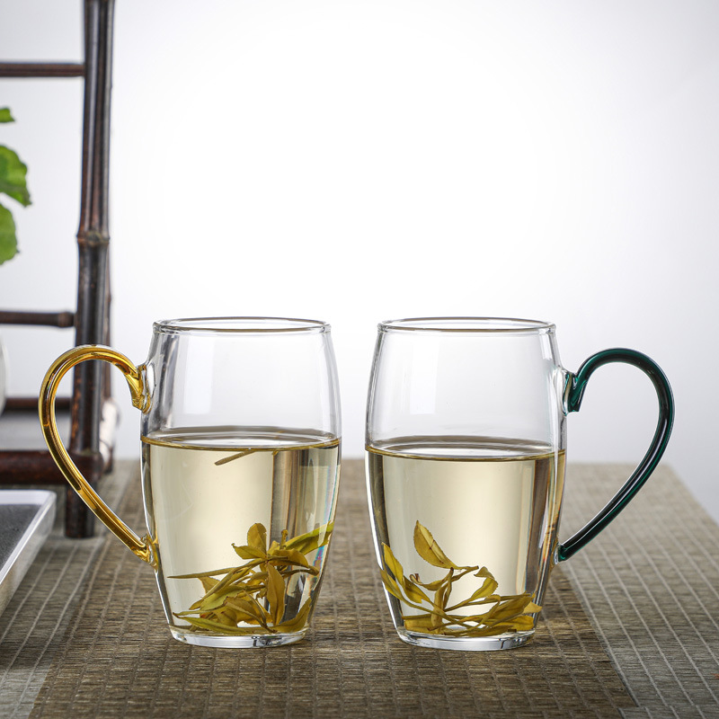 十载爱棠高档绿茶杯子玻璃高端创意猴魁杯小厚底泡茶杯茶具绿茶杯