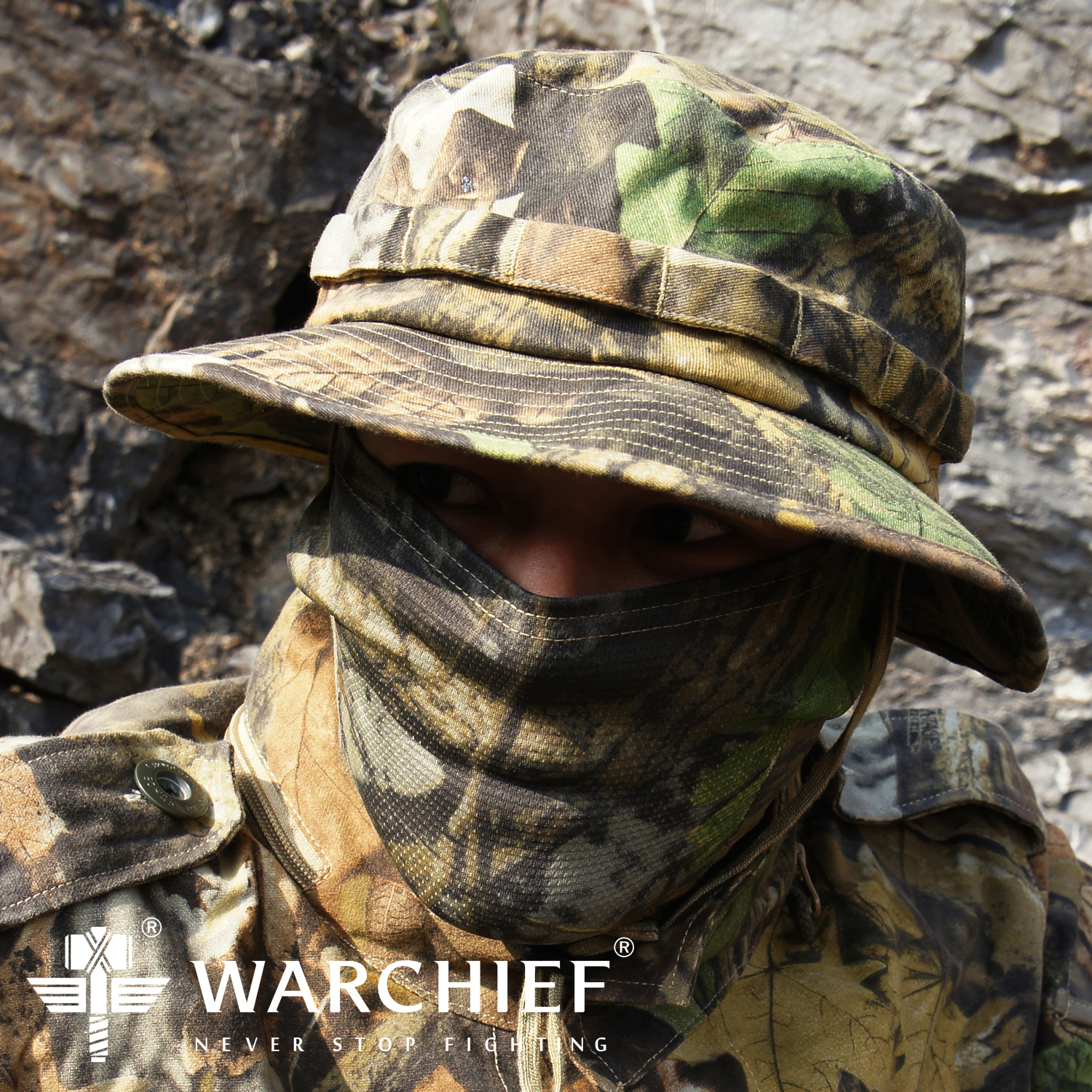 WARCHIEF酋长迷彩专业战术奔尼帽户外运动圆边渔夫帽遮阳透气伪装