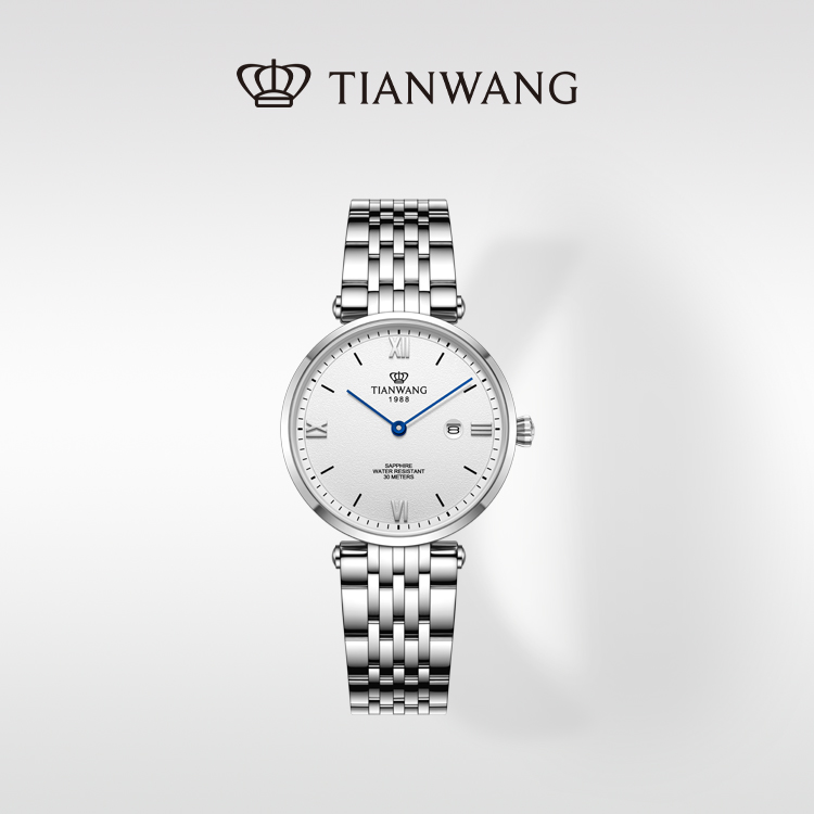 天王表博雅系列女士气质手表商场同款休闲情侣国表石英白盘钢带