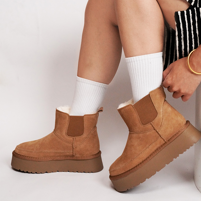 【防滑厚底切尔西】桑坡羊皮毛一体雪地靴冬季防寒保暖搭子女款百搭