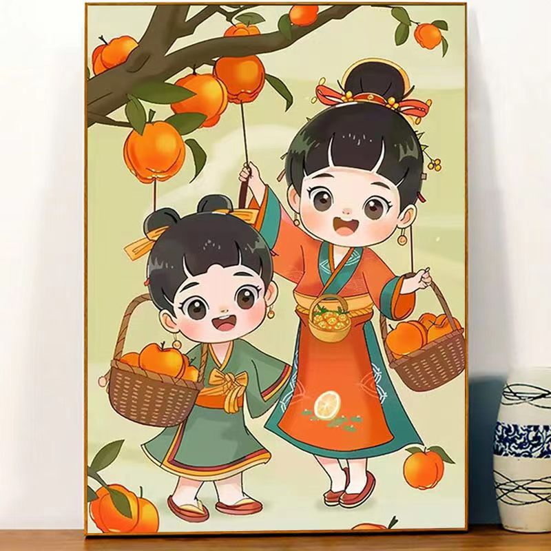 十字绣【深情柿意】新款柿柿如意大格四股线可爱满绣卧室棉线绣