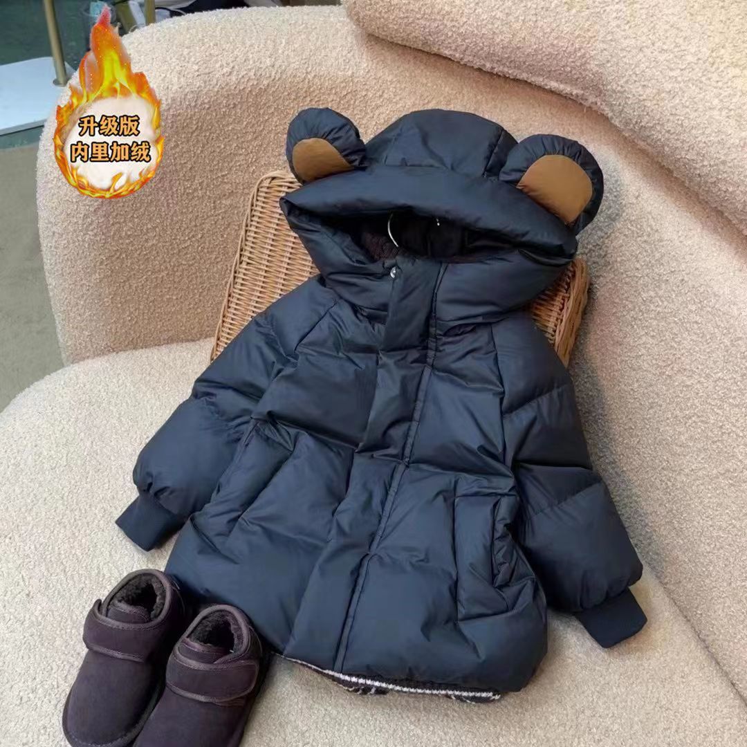 女童冬装加绒袄防寒保暖加厚衣韩版羽绒服女洋气连帽外套TD