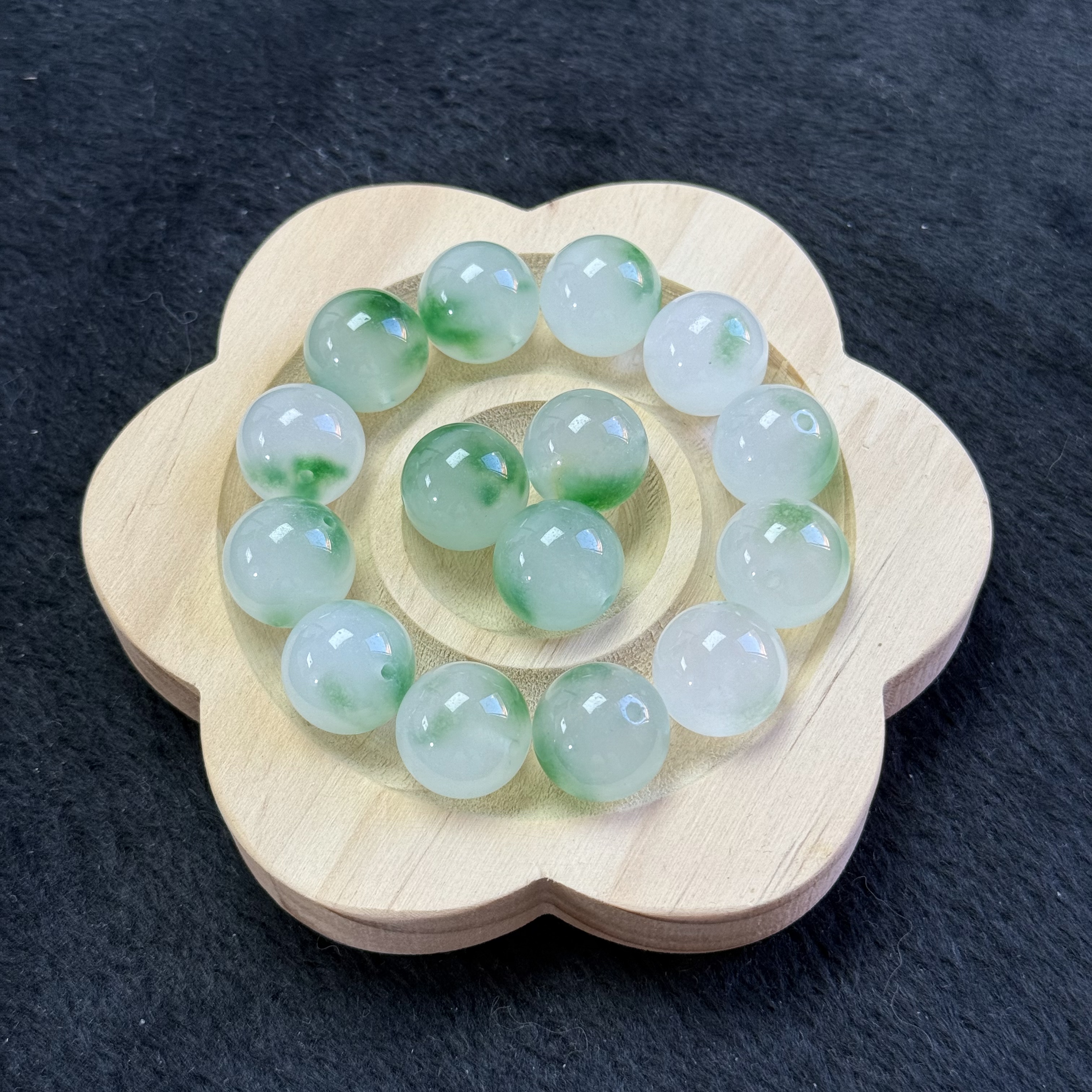 冰飘绿花珠子卡12 一颗多样性发货散珠手串项链