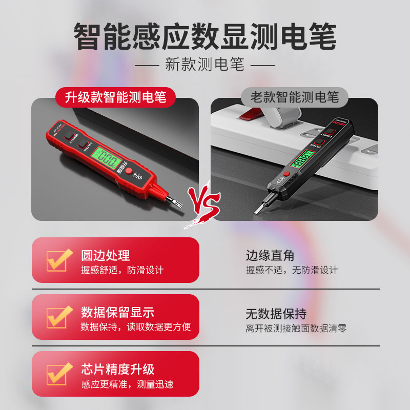 【小扬哥推荐】R2897智能数显电压测通断多功能测电笔自动感应式升