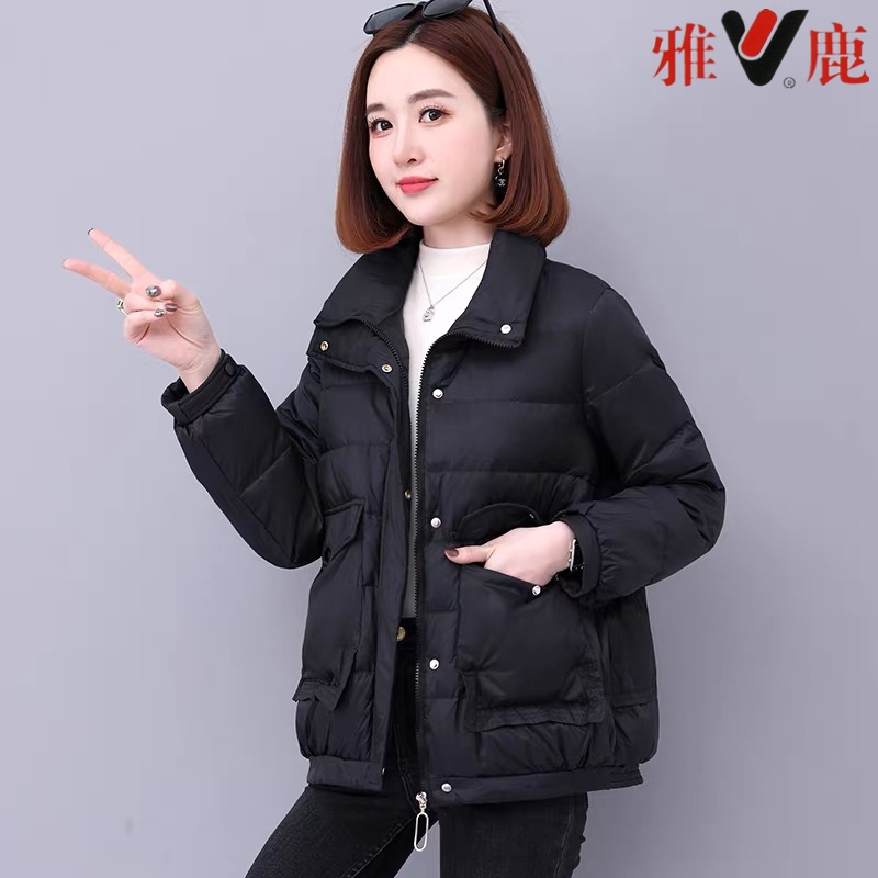 V/雅鹿YH501Z01100经典短款90%白鸭绒羽绒服女显瘦保暖