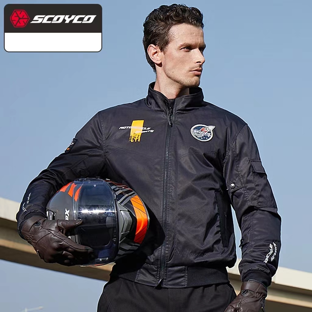 赛羽摩托车骑行服防摔机车骑士秋冬复古飞机员夹克男女同款