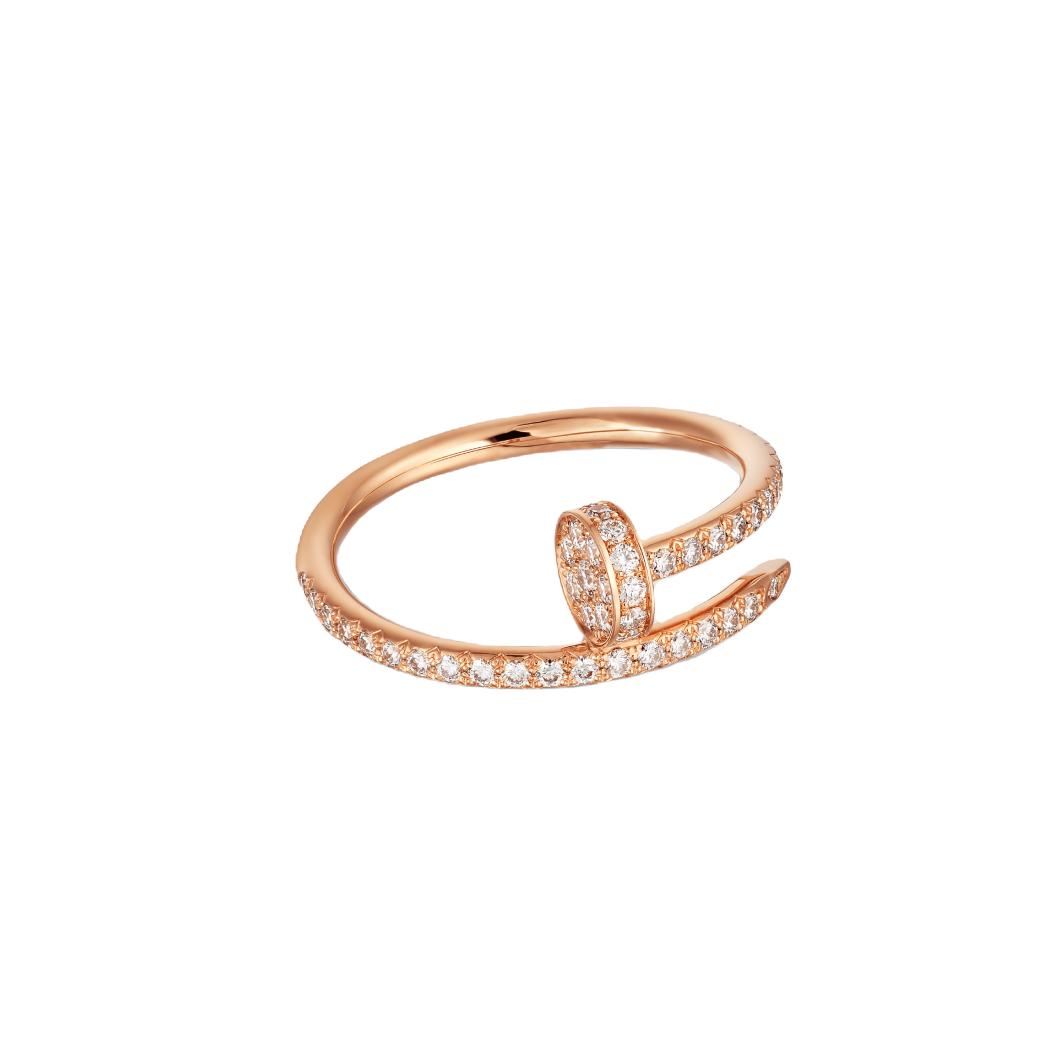 99新 Cartier/卡地亚  18k玫瑰金镶钻钉子戒指