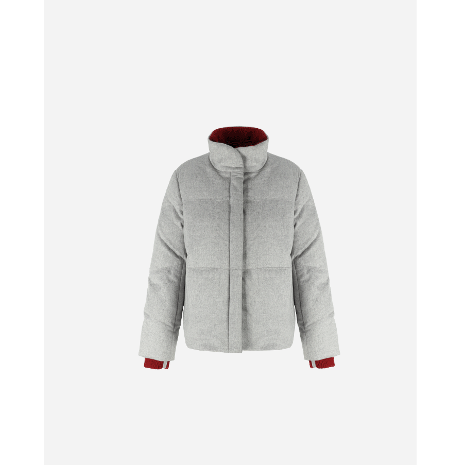 MY WANTS "冬颂"高奢羊毛毛呢撞色短款立领鹅绒服DY1676