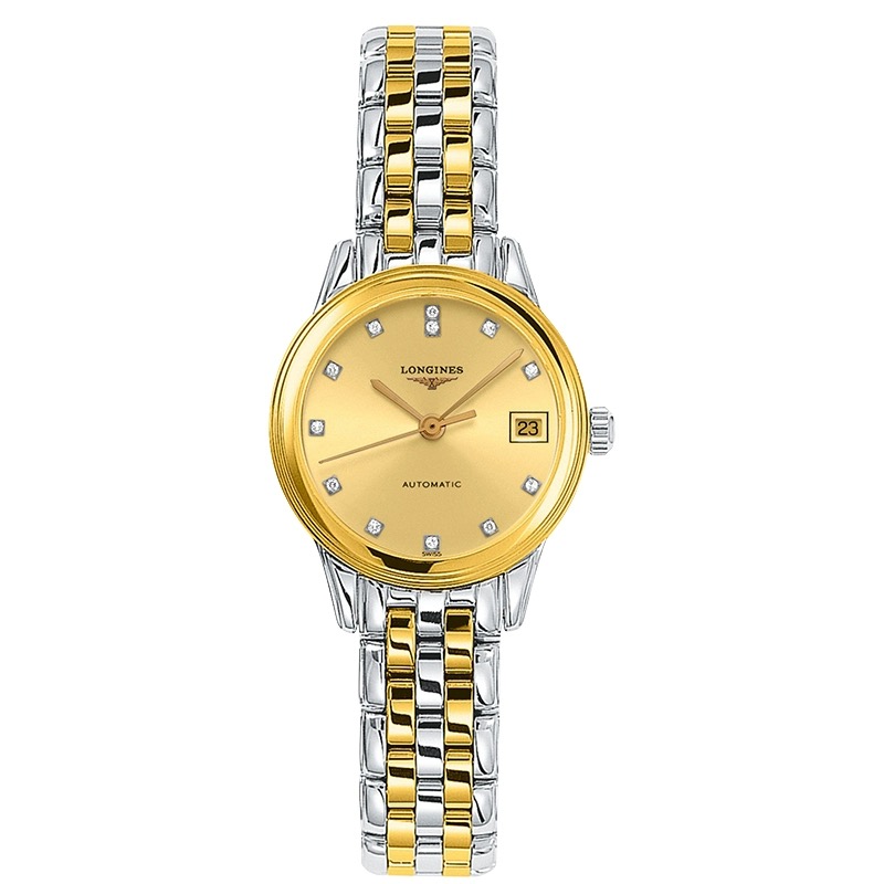 99新 Longines/浪琴 浪琴 L4.374.3.37.7/军旗女表间金原镶钻