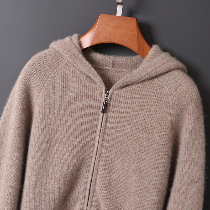 【连帽开衫】纯色加厚针织羊毛衫卫衣男士秋冬新款宽松休闲拉链外套