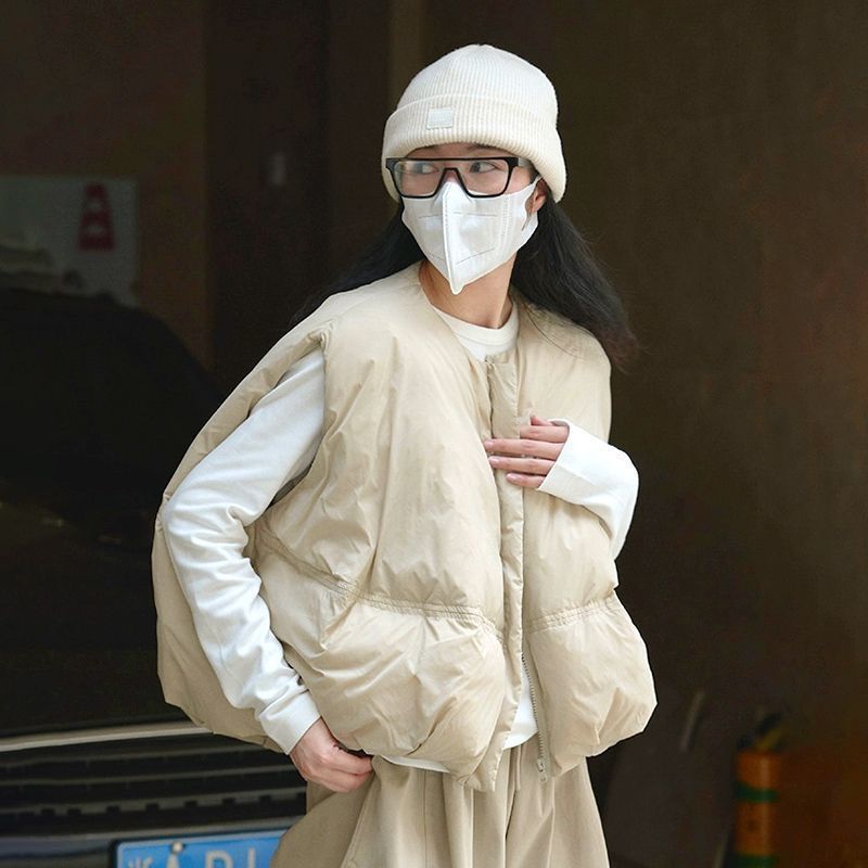 当季爆款羽绒韩系休闲圆领羽绒马甲宽松显瘦蓬松保暖无袖上衣女秋