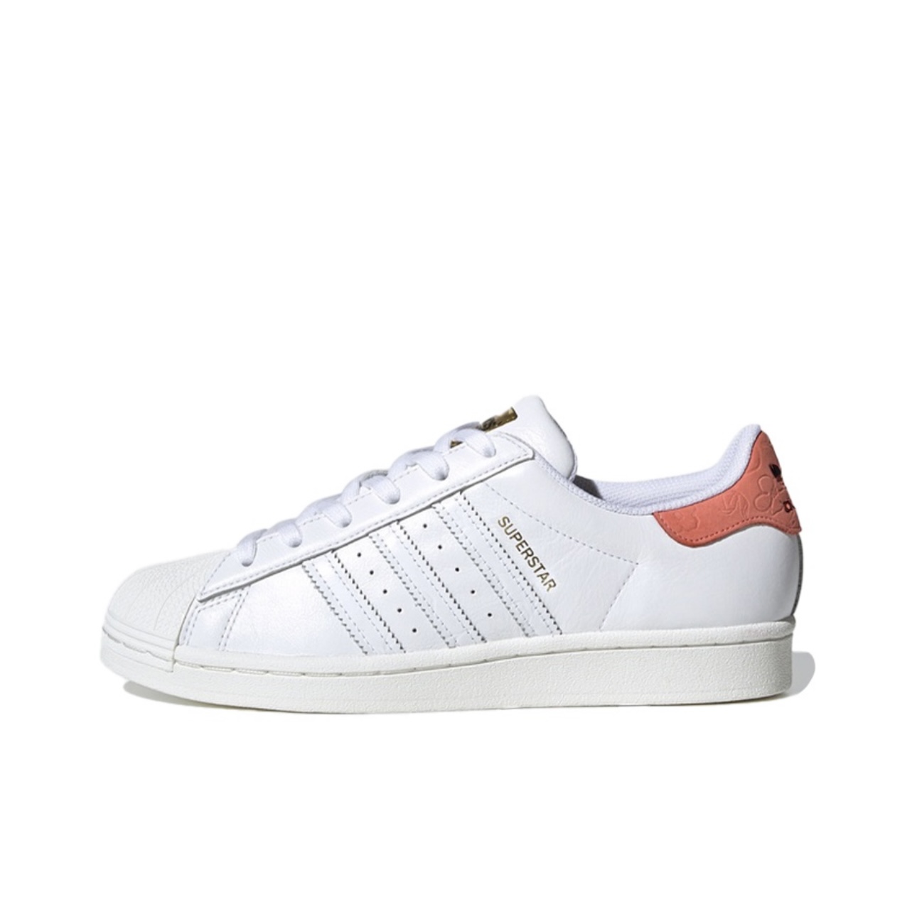 Adidas阿迪达斯SUPERSTAR白粉花卉贝壳头经典运动休闲鞋 FW8354