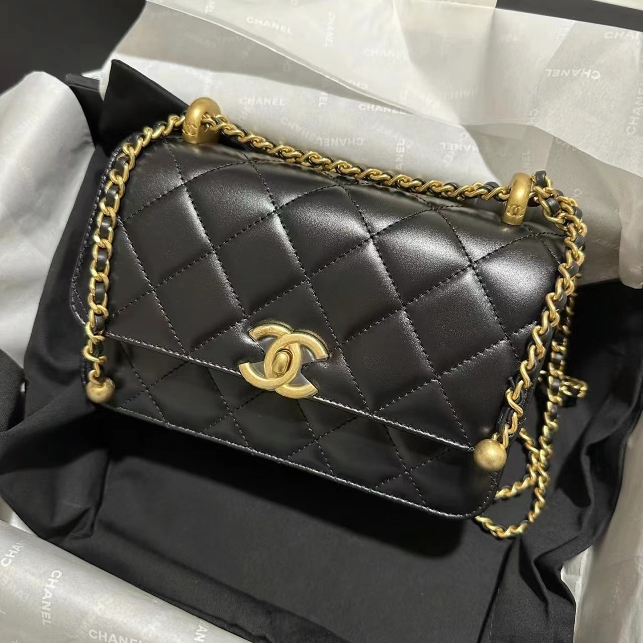 99新 Chanel/香奈儿 香奈儿双金珠19斜挎包/88510