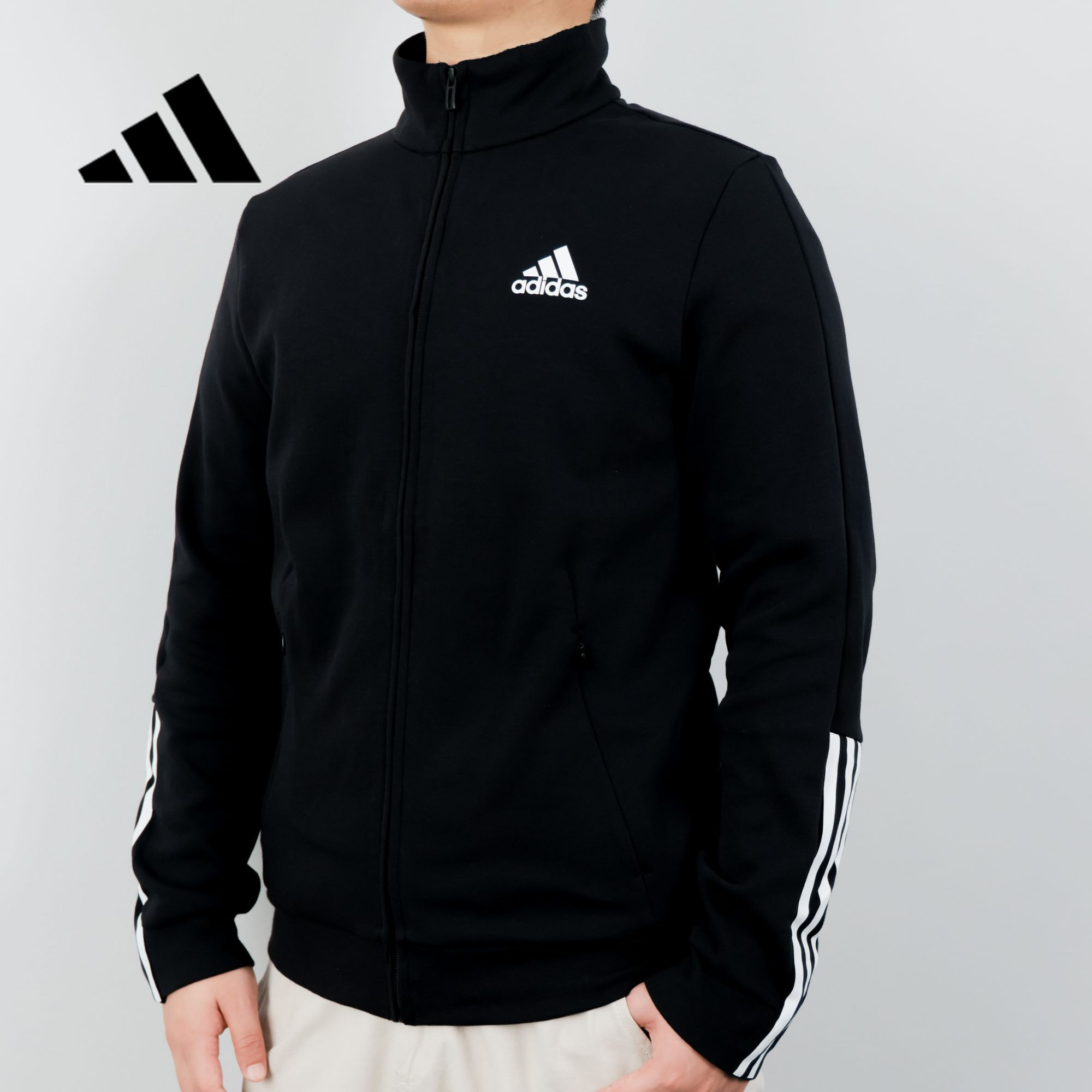 adidas/阿迪达斯夹克男装新款防风潮流外套GV5338 黑色针织/修身