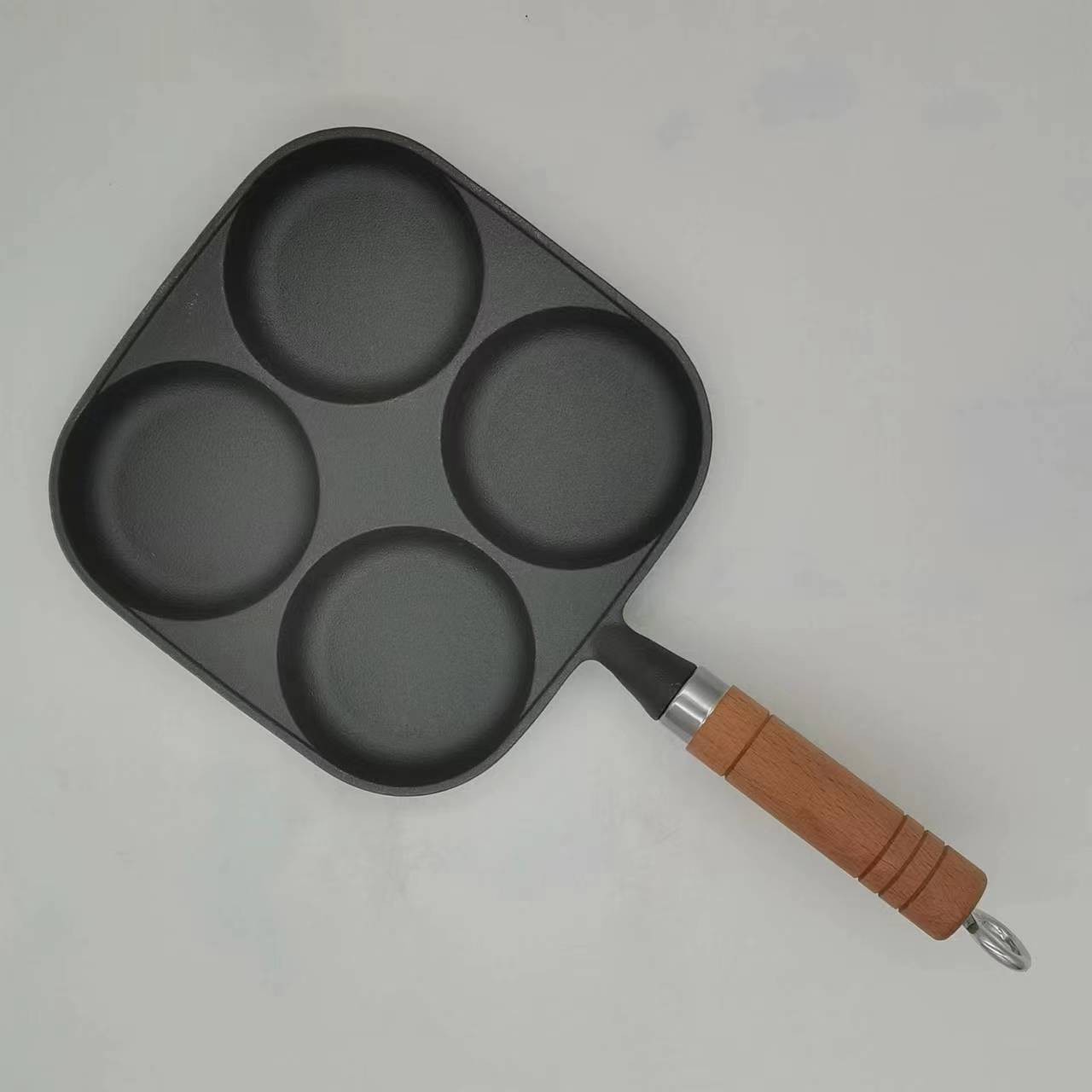 煎蛋锅不粘四孔煎蛋神器家用汉堡锅蛋堡模具煎蛋饺铸铁无涂层平底