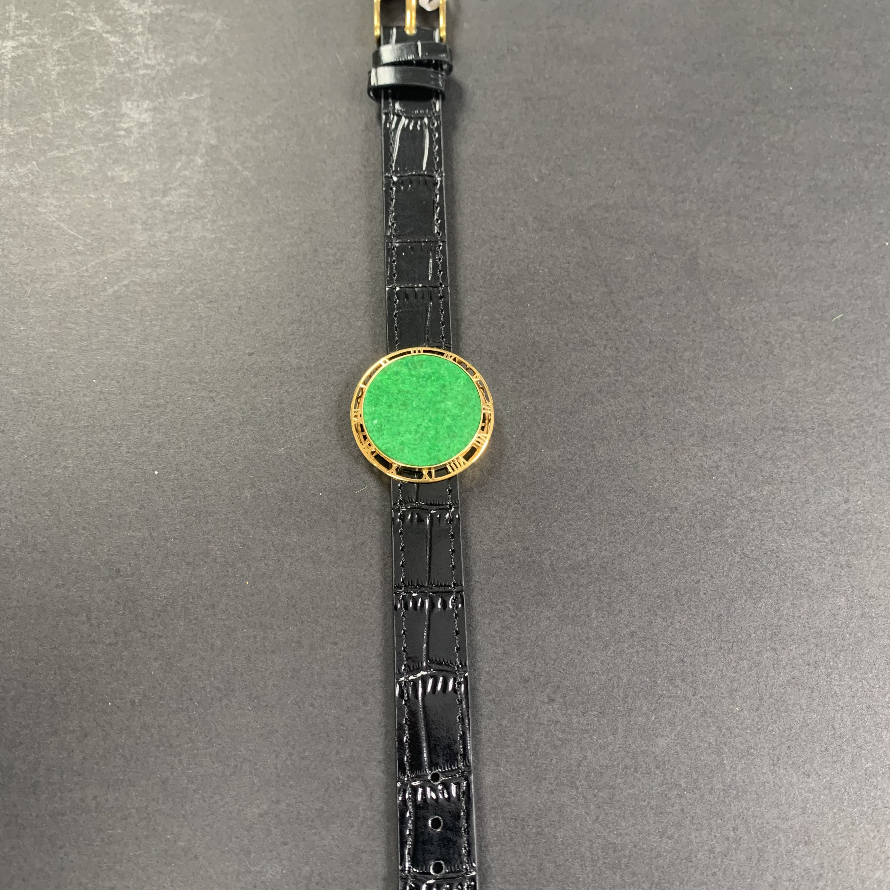18k金镶嵌天然缅甸翡翠手表款手饰时尚新款女性手镯手链 1914