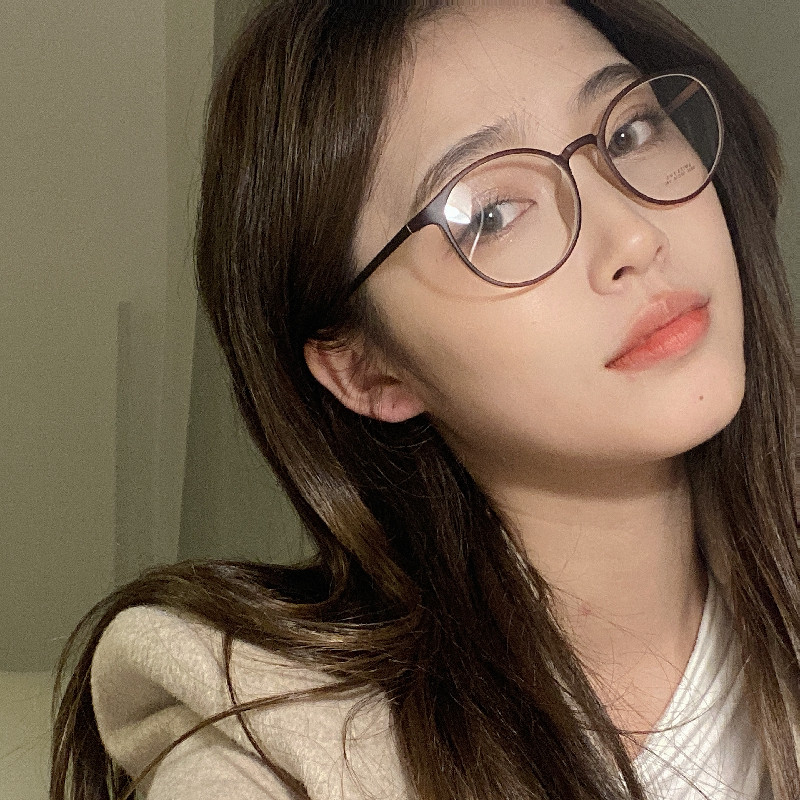 超轻黑框椭圆框女小红书同款磨砂咖色圆脸显瘦度数素颜近视眼镜框