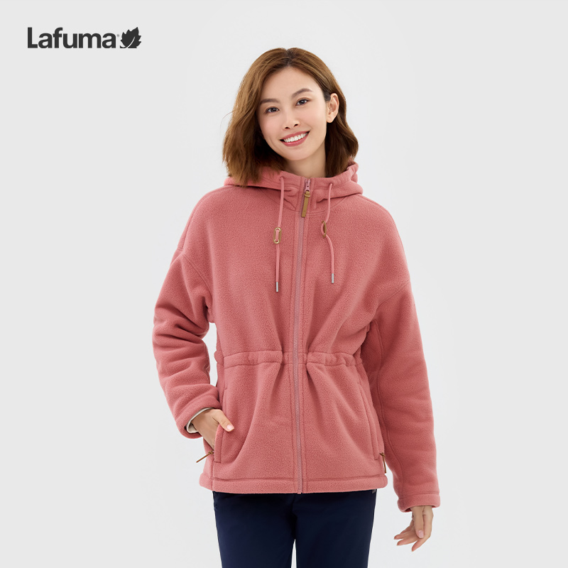 LAFUMA乐飞叶户外秋冬保暖抓绒衣女宽松连帽摇粒绒外套LFJA4CRX1