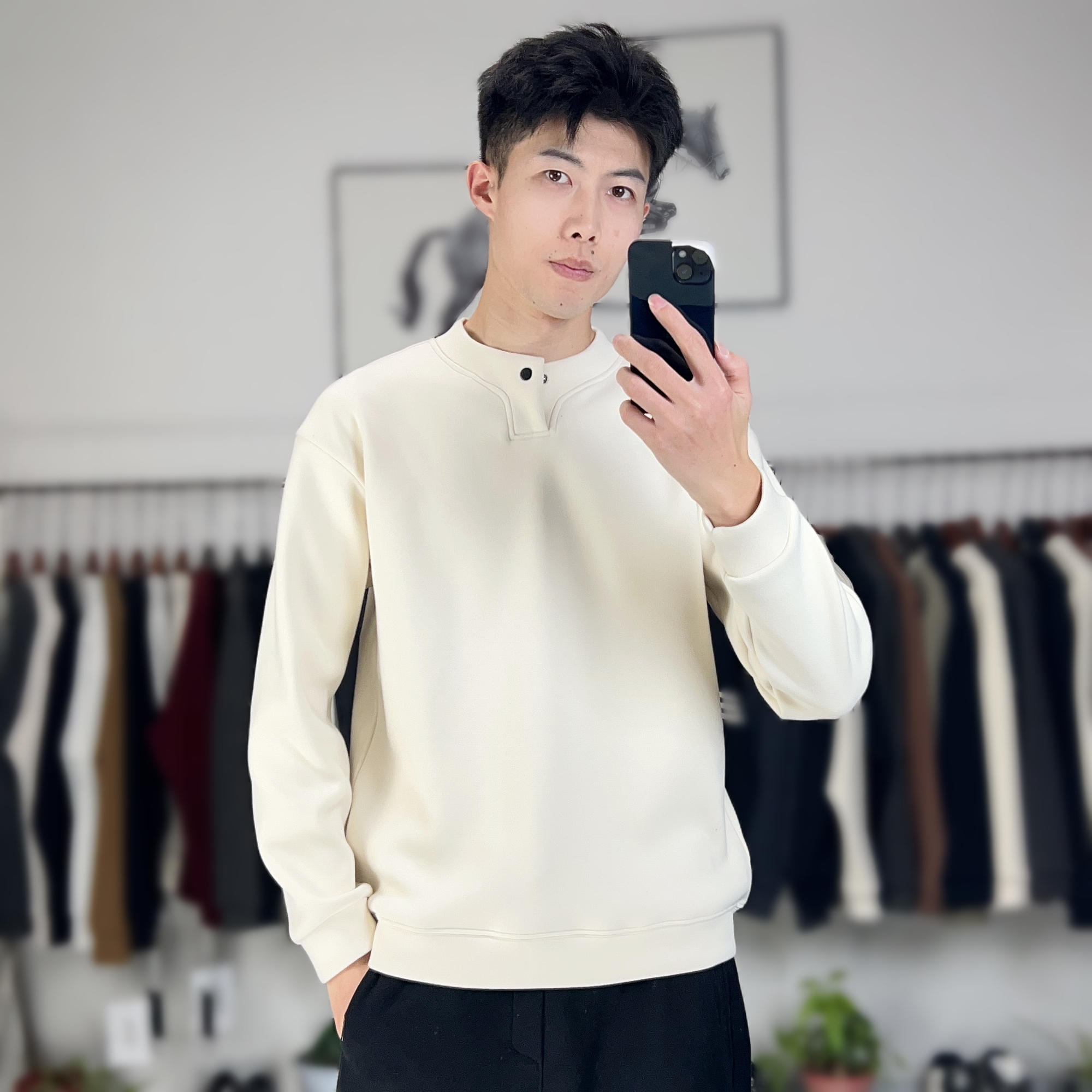 2024冬季新品加厚云朵绒卫衣百搭保暖宽松纽扣长袖打底0797