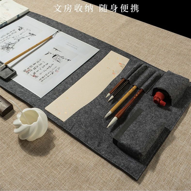 便携式折叠毛毡笔帘多功能透气包邮初学者练字毛笔袋书法国画收纳