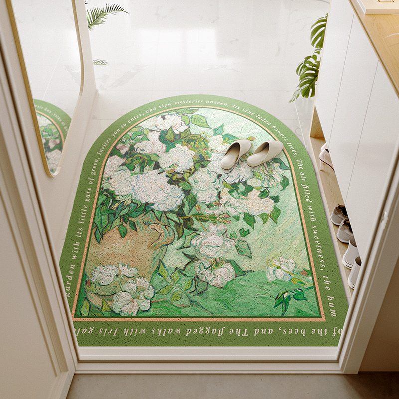 暖藻创意文艺风拱形丝圈地垫进门玄关门口防滑除尘地垫可剪裁垫子